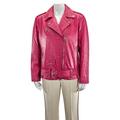 Michael Kors Ladies Crinkled Leather Moto Jacket