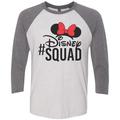 Womens Disney Raglan â€œ #Disney Squad â€� Disney World 3/4 Sleeve Baseball Tee Gift Medium, White/Gray