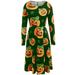 Women's Plus Size Halloween Pumpkin Party High Waist Long Sleeve Fancy Dress