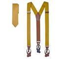 2 Piece Set: Jacob Alexander Solid Color Men's Suspenders and Slim Neck Tie - Gold