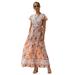 Abtel Hawaiian Beach Holiday Boho Beach Floral Maxi Dress For Women Casual Ladies Casual Wrap Summer Paisley Holiday Long Sundress Ladies Cocktail Party Evening Maxi Long Dress Beachwear Size 4-18