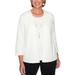 Alfred Dunner Women's Glacier Lake Sequin Two-For-One Sweater, Ivory, Large