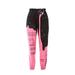 SANNEDONG Womenâ€™s Wild Casual Trousers Fashion Contrast Color Printing Mid-waist Beam Feet Pants