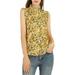 Women's Floral Sleeveless Ruffle Neckline Button Down Top