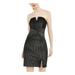 TRIXXI Womens Black Shimmering Sleeveless Sweetheart Neckline Mini Body Con Evening Dress Size 11