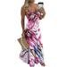 5XL Womens Plus Size Long Maxi Dress Sling Gradient Color Bohemian Sundress Casual Beach Holiday Party Dresses Plus Size