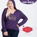 Women's Plus Size Christmas V Neck Hoodie Top and Face Mask Set