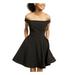 CRYSTAL DOLLS Womens Black Embellished Solid Sleeveless Off Shoulder Above The Knee Fit + Flare Formal Dress Size L