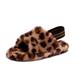 Toddler Fuzzy Slippers for Girls and Boys Fluffy Plush Slip On Sandals Memory Foam Comfy Warm Leopard Print Indoor Outdoor Home Shoes