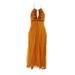 Laundry By Shelli Segal Womens Orange Sleeveless Beaded Chiffon Halter Dress 10