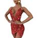 LisenraIn Women Sequin Glitter Strap Mini Dress V Neck Evening Party Dress