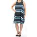TOMMY HILFIGER Womens Beige Striped Sleeveless Jewel Neck Knee Length Shift Dress Size: 16