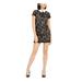 BETSEY JOHNSON Womens Gray Lace Zippered Short Sleeve Collared Micro Mini Sheath Cocktail Dress Size 0