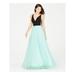 BLONDIE Womens Turquoise Rhinestone Sleeveless V Neck Full-Length Fit + Flare Prom Dress Size 5