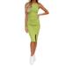 Sexy Dance Ladies Bodycon Vest Dress Side Slit Sundress Women Solid Sleeveless Midi Dress Holiday Clue Dress