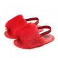 Altsales Newborn Baby Girls Crib Shoes Plush Soft Sole Sandals Faux Fur Flats Slippers First Walker