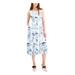 ALFANI Womens White Zippered Patterned Sleeveless Jewel Neck Below The Knee Fit + Flare Evening Dress Size 10