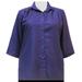A Personal Touch Women's Plus Size 3/4 Sleeve Button-Up Blouse - Purple Floating Leaves - 3X