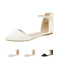 Dream Pairs Flapointed Women's Casual Ankle Strap Flats Shoes Pointed Plain Ballet Comfort Soft Slip On Flats Shoes Flapointed-Ankle White Size 5.5