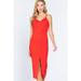 Fron Button Slit Rib Cami Midi Dress S