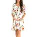 MAWCLOS Women Floral Nursing Maternity Wrap Dress Summer Beach Boho Polka Dot Pregnant Mini Sundress Short Sleeve V Neck Dress