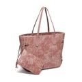 Daisy Rose Tote Shoulder Bag and Matching Clutch - PU Vegan Leather Handbag for Travel Work and School