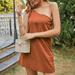 New Women's Summer Solid Color Beach Dress One-shoulder Bandage Sexy Dress Casual Bow Sleeveless Fashion Dress