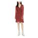SANCTUARY Womens Red Animal Print Long Sleeve Knee Length Wrap Dress Dress Size L