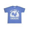 Inktastic Funny Yes, I Talk to Chickens Teen Short Sleeve T-Shirt Unisex Columbia Blue L