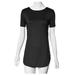 Spftem Sexy Women Tops Short Sleeve Side Slit Casual T Shirt Party Mini Dress Bk/M