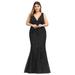 Ever-Pretty Women's Lace Embroidered Bodycon Plus Size Wedding Party Maxi Dress 78862 Black US22
