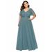 Ever-Pretty Womens Plus Size Formal Evening Dresses for Women 79622 Dusty Blue US26