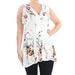 FREE PEOPLE Womens Ivory Floral Sleeveless V Neck Top Size L