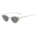 Vintage Women Cat-eye Sunglasses Fashion Rhinestone Sport Street Snap Eyewear Birthday Gift White frame and gray lens Laser Rhinestone