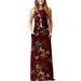 Women Summer Sleeveless Maxi Floral Long Sundress Strappy Wrap Summer Paisley Holiday Long Dress in Clothing For Women