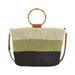 INC International Concepts Willoww Womenâ€™s Stripe Colorblock Woven Straw Handbag Tote (Light Beige/Multi)