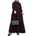ZANZEA Womens Dresses Muslim Wear Full Sleeve Casual Plaid Printed Layered Maxi Dress