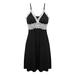 Women Deep V Neck Faux Silk Sexy Spaghetti Strap Off Shoulder Night Dress