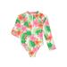 Wonder Nation Girls Floral Printed Long Sleeve Rashguard One-Piece Swimsuit, 4-16 & Girls Plus, UPF 50+