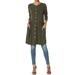 TheMogan Women's S~3X Button Front Shirred Shift Dress Long Sleeve Pocket Cardigan