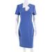 Pre-ownedBadgley Mischka Womens Solid Short Sleeve Knee Length Sheath Dress Blue Size S