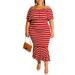 Avamo Women Off Shoulder Ruffle Stripe Plus Size Bodycon Dress Elegant Formal Dress Ball Prom Gown Evening Long Maxi Dress