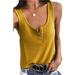 NHT&WT Womenâ€˜s Plus Size Ribbed Tank Tops Summer Button Down Round Neck Knit Shirts