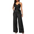 Musuos Women's Denim Jumpsuit High Waist Wide Leg Long Pants Romper Jeans Overalls