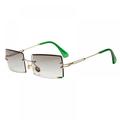 Vintage Style Rimless Clear Lens Rectangular Metal Fashion Classic Vintage Square Frameless Clear AC Lens Fashion Simple Personality Sunglasses