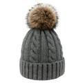 Winter Hats for Women Beanie with Pom Pom for Women Faux Fur Beanies Pompom Hats, Grey Beanie