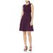 TOMMY HILFIGER Womens Burgundy Solid Sleeveless Jewel Neck Above The Knee Trapeze Dress Size 6
