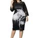 XXLvision Women's Plus Size Sheer Lace 3/4 Sleeve Dress