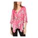 NINE WEST Womens Pink Floral Bell Sleeve V Neck Top Size XL