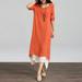 Meterk Women Vintage Dress Contrast Double Layer Casual Loose Boho Long Plus Size Retro Maxi Dress